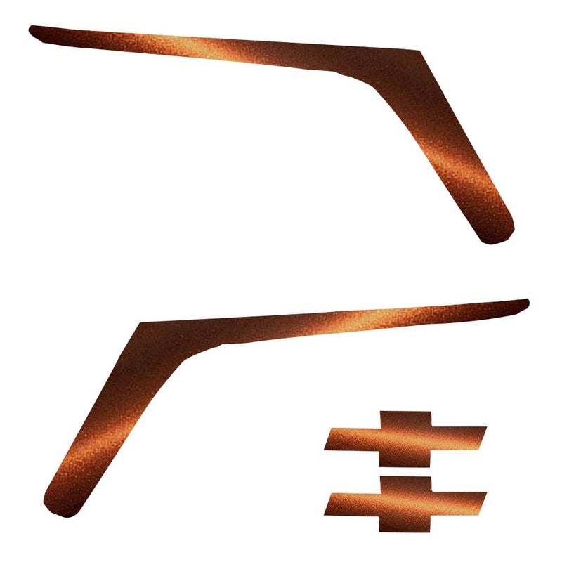 اي بس سي متوافق مع مجموعة كامارو 2012-2015 غطاء ملصقات ألياف الكربون لتغليف الجلد بنفسك، 2 وحدة من التركيب (برونز مع شعار) - Image 2